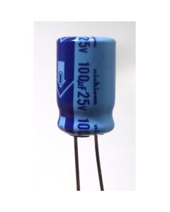 100-25R  Electrolytic Capacitor, 100 uf 25v, Radial Lead, Nichicon