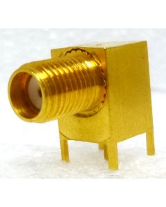 142-0299-001 SMA Female Right Angle PC Mount Connector, Gold, EF Johnson