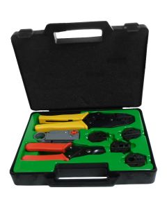 1505 - Complete Crimping tool Kit, Handle, Cutter, Strip Tool, 5 Dies