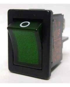 1855 Rocker Switch, DPST, 4a 250vac, Green Illuminated