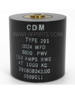 29160B242J00 Cornell Dubilier High Voltage Cylindrical Capacitor .0024mfd 6kv 13 Amps @ 1000KC (NOS)