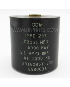 29160B511J00 Cornell Dubilier High Voltage Cylindrical Capacitor .00051mfd 6kv 5.1 Amps @ 1000KC (NOS)