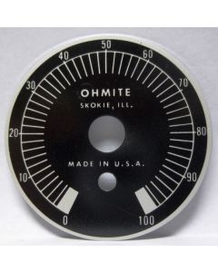 Ohmite Dial Face for Wirewound  Rheostat 0-100 (NOS)