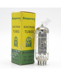 6V4/EZ80 Amperex Miniature Full Wave Rectifier Tube, Made in Holland (NOS/NIB)