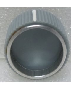 KNOB1M  Tuning Knob with Pointer, Light Gray with Chrome ring & White Pointer, 1/4" Shaft