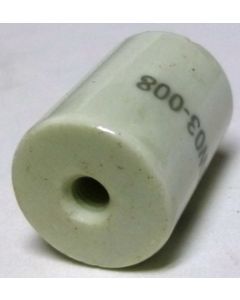 NL523W03-008 Standoff Insulator, Glazed Ceramic, 1" Long x 3/4" Diameter with Threaded Mounting Holes