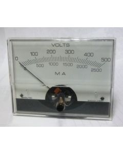 PMV500 Modutec 500 DC Volts Panel Meter with 2500 Milliamp Scale (NOS)