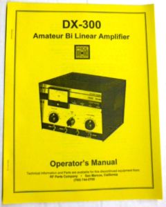 Operator Manual for the Pride DX-300 Linear Amplifier. 