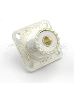 SO239  Amphenol Silver / PTFE  UHF Female 4 Hole Chassis Connector with Solder Cup (Old Version)