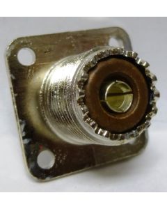 SO-239 UHF Female 4 Hole Chassis Mouint  Connector, Nickel / Bakelite, Amphenol (Old Version)