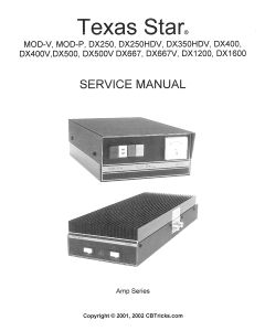 Service Manual for Texas Star Linear Amplifiers