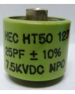 580025-7  High Energy Doorknob Capacitor 25pf 7.5kv, 10%, (HT50V250KA/580025-7)